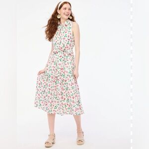 JCrew strawberry dress size 12 collared midi dress